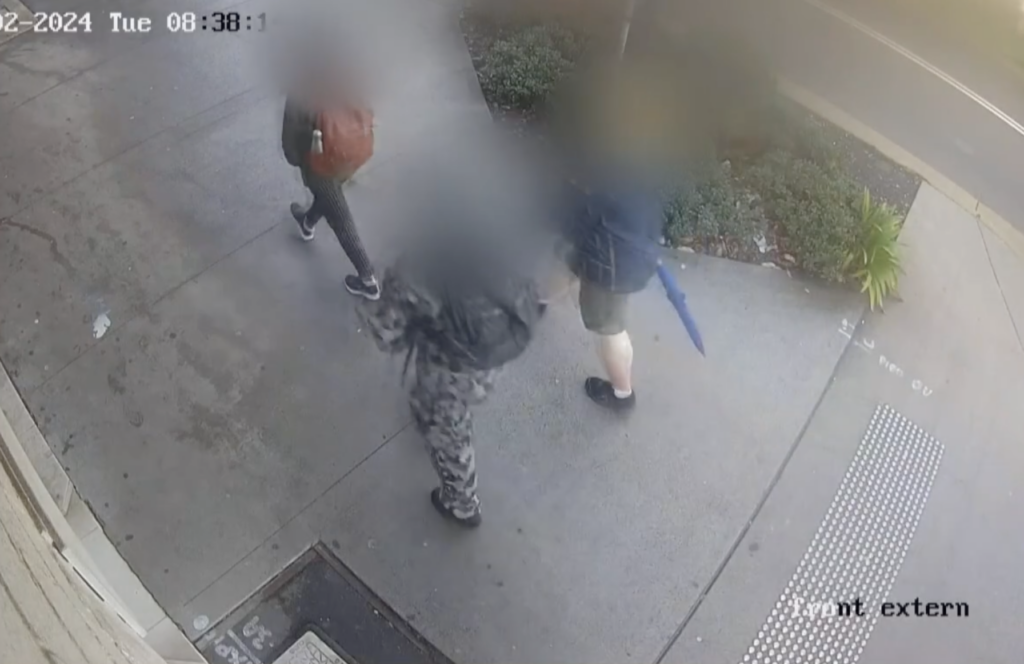 CCTV footage of the 14-year-old attacker in military fatigues (screenshot)
